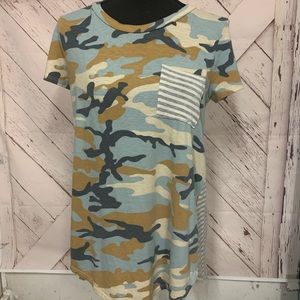 Two sided camouflage and striped  top